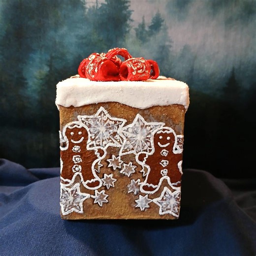 Gingerbread Gift With Red Bow, Unique, Handmade Home Decor - Etsy