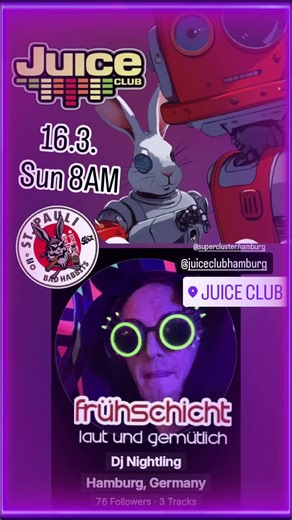 Es ist soweit, am 16.03.25 Frühschicht und Bad Habbits im Juice Club Hamburg! #frühclub #indoor #goabase Ps. Die ILove Proggy ist am 15.03.25 es geht also nahtlos über in die Frühschicht!