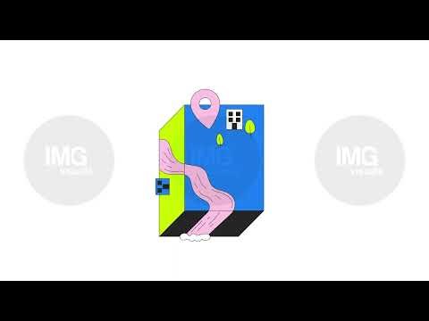 Riverfront map with location pinpoint 2D cartoon object animation