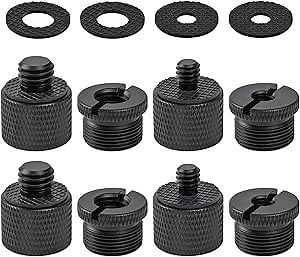12 Pieces Mic Stand Adapter, Mic Thread Screw Adapter 5/8 Female to 3/8 Male and 3/8 Female to 5/8 Male, 5/8 Female to 1/4 Male and 1/4 Female to 5/8 Male with Rubber Pad for Microphone Stand