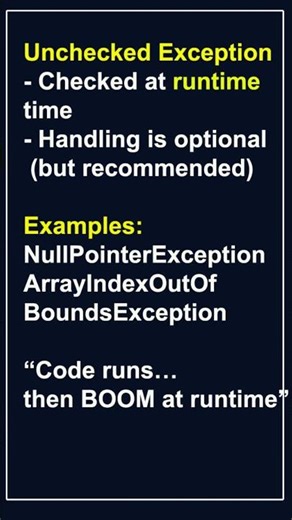 checked vs unchecked exceptions in java #exceptionhandling #exception