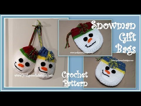 Learn to Crochet The Snowman Gift Bags Crochet Pattern #crochet #snowman #giftbags