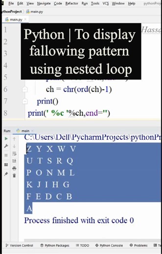 Python Program | To display fallowing pattern using nested loop