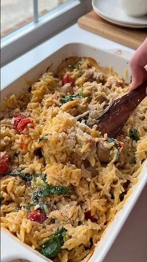Creamy Sausage Orzo Bake (Easy Dinner Recipe)