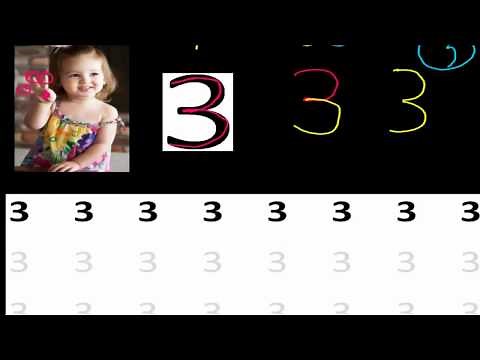 How to Teach a Child to Write Counting Number 3 - Children Math - Math for Kids