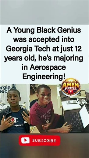 12-Year-Old Black Genius Accepted Into Georgia Tech — Majoring in Aerospace Engineering. shorts