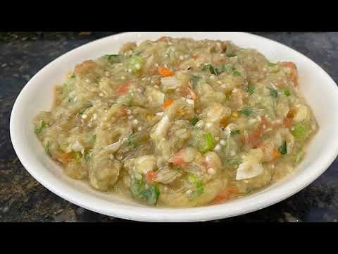 Baigan Choka/Roasted eggplant Guyanese style.