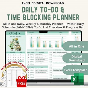 ADHD Excel Planner: Daily, Weekly, Monthly Time Blocking (digital Download) - Etsy