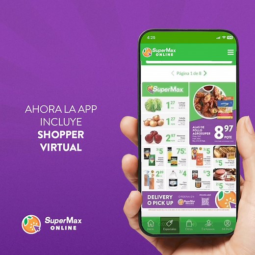 😲 SuperMax Online se hizo más fácil de usar. Busca nuestro nuevo Shopper Digital. Explora los especiales en cada página, le das scroll y verás los artículos por separado para llenar tu carrito. 🛒 ¡Descúbrelo y ordena ya! 👍 bit.ly/ShopperDigital. *Ofertas y precios ilustrados no son reales, se muestran solo para posición. | SuperMax