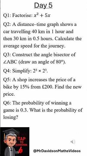 Can You Get Full Marks? Summer Maths Revision - GCSE Exam Boost (Y8 Day 05)