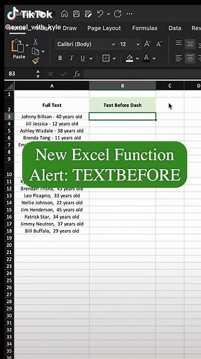 Use TEXTBEFORE to extract text before a specified character! #excel #exceltips #exceltricks