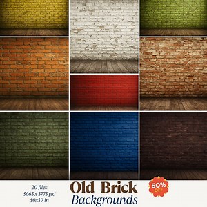 Grunge Brick Wall Digital Backdrop Bundle: Photography Studio Textures (JPG Downloadable Files 5663x3773 Px ) - Etsy