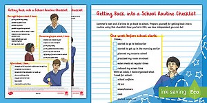 Getting Back into a School Routine Checklist KS2