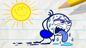 🌞🌞 Pencilmate thinks it's too hot to enjoy the sun!! I miss summer though 😢👒👒 #animation #cartoon | Pencilmation