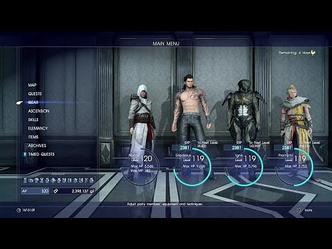 FINAL FANTASY XV - All Characters Outfits + DLC Costumes (Late 2017)