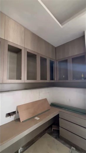 Study table Upper Cabinet laminate &. Veneer finish#homedecor #wood #interior