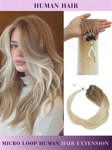 50 Strands Natural Straight Invisible Bead Micro Loop Hair Extensions, Soft Keratin, Suitable For All Women | SHEIN