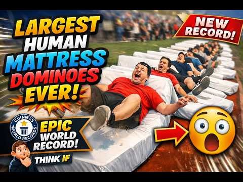 Largest Human Mattress Dominoes Ever! 😲🛏️ Epic World Record Fall#worldrecord