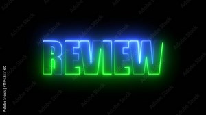 neon review text concept customer check client analysis online message work data sign service page comment copy neon review text flat internet grammar financial correct edit.