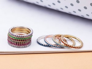 14K Gold Infinity Birthstone Ring, Personalized Family Jewelry - Etsy