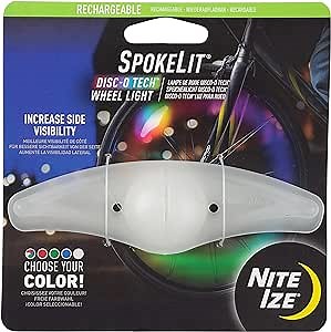Nite IZE SpokeLit Wheel Light - Bicycle Spoke Light for Visibility and Safety - LED Lights for Bike Wheels - Bicycle Wheel Light - Rechargeable Battery - Disc-O Tech