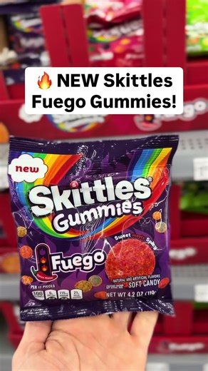 🔥 NEW Skittles Fuego Gummies are here to spice things up! Sweet, fruity, and coated in tangy chili flavor - the perfect sweet heat combo! Would you try these?! #walmart #skittles #candy