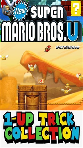 Top 5 1-UP 🍄🔥Tricks in New Super Mario Bros U #shorts #MarioBrosU #1UPTrick #Shorts #Nintendo