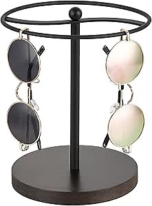 Mkono Sunglasses Organizer Glasses Holder Stand Sunglass Storage Display Eyeglasses Rack for up to 12 Pairs of Eyewear Glasses for Table Dresser Desk Countertop Bedroom, Set of 1, Brown