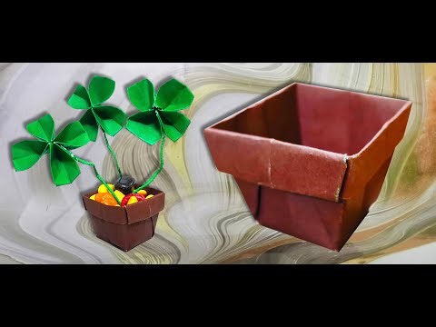 HOW TO MINI PAPER ORIGAMI POT/ ORIGAMI PAPER POT MAKING TUTORIAL VIDEO