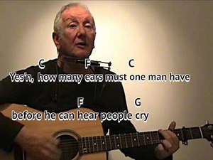 BLOWING IN THE WIND (Bob Dylan) Lyrics With Chords - Guitar/Harmonica