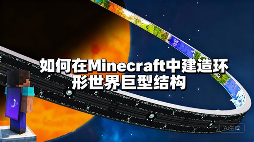 [中配]如何在Minecraft中建造环形世界巨型结构 - Sbeev