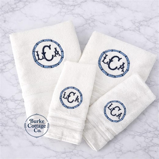 Monogrammed Towel Set – Embroidered Cotton Bath & Hand Towels, Wedding Gift - Etsy