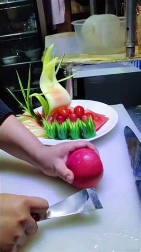 Watermelon, Apple & Cucumber Carving |Amazing Fruit & Vegetable Design Skills#Plate decorated idea's