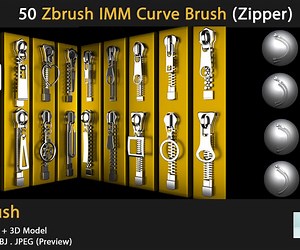 ArtStation - 50 Zbrush IMM Curve Brush (Zipper) | Brushes