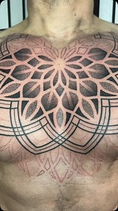 Great start to this huge mandala chest piece! Got it all mapped in and a section dotted in, perfectly setup to finish in the next session! 🔥🙏🏼 Specialising in large-scale geometric, dotwork, and blackwork tattoos. @aeternustattoocompany Book your next custom piece today! DM for consultations or checkout my booking form! 💬 #MandalaTattoo #GeometricTattoo #DotworkTattoo #BlackworkTattoo #TattooArtistUK #CustomTattoos #TattooInspiration | Coups Tattoo