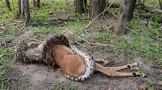 This snake swallowed an entire deer whole