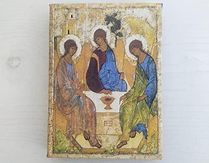 Holy Trinity Icon Canvas Print - Orthodox Religious Art, 7.8x9.84 Wall Wrapped Print, Sacred Divine Icon