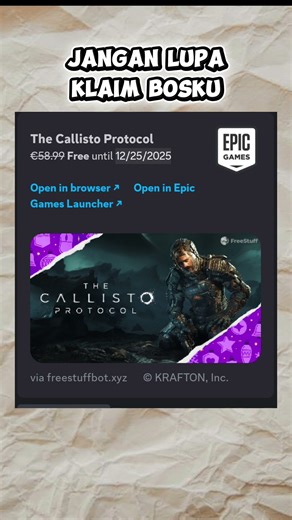 The Callisto Protocol Game survival horror AAA dari KRAFTON resmi FREE di Epic Games Store.#shorts
