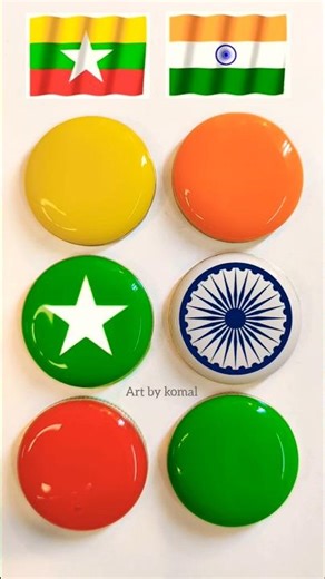water drops art | flag art 🇮🇳 🇲🇲 #shorts #art #independenceday #myanmar #india #flag #viral