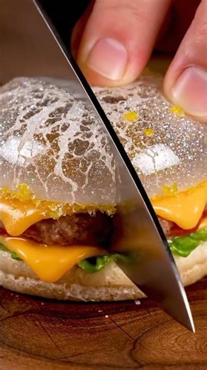 Ultra Glass Cheeseburger 🍔 Cutting #shorts #asmr #viral #cheeseburger #fastfood