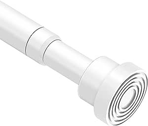 Tension Rod 18 to 28 Inch Spring Loaded Curtain Rods No Drilling Adjustable Short Spring Tension Rods White Expandable Pressure Curtain Rod for Closet, Cupboard, Window, Wardrobe