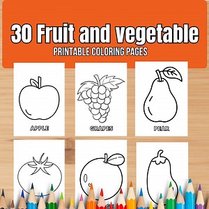30 Fruit and Vegetable Coloring Pages for Kids | Fun Printable Healthy Food Designs! - Etsy