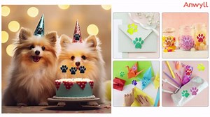 Anwyll Paw Stickers - Paw Prints Stickers 500Pcs 1Inch Puppy Dog Bear Paw Prints Sticker Self Adhesive Sparkling Colorful Paw Patrol Sticker Roll for Birthday Party Envelope Seal Card Gift Packaging