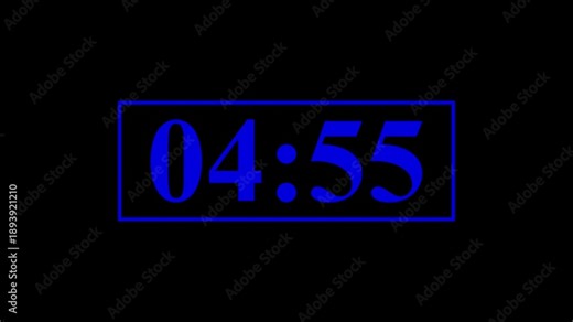 5 minute timer countdown animation, countdown timer one minute animation from 5 to 4 countdown Two minute countdown timer animation with alpha channels, Motion graphics of countdown concept