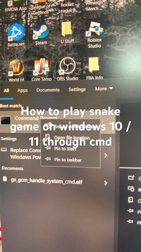 How to play snake game on windows 10 / 11 through cmd