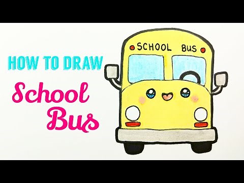 HOW TO DRAW SCHOOL BUS | Easy & Cute School Bus / Car Drawing Tutorial For Beginner / Kids