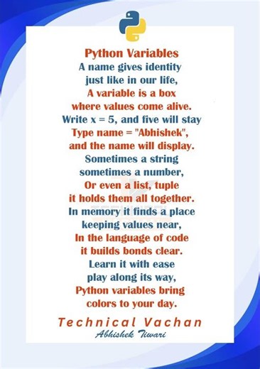 Python Variables Explained Simply (A Coding Poem) 🐍 #python #programming #education #lovecoding