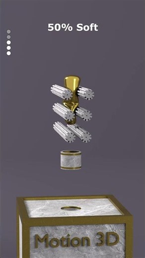 0% vs 100% Soft Gold Cylinder Fall on a Gearses 3D Soft Body Simulation #shortvideo#3danimation