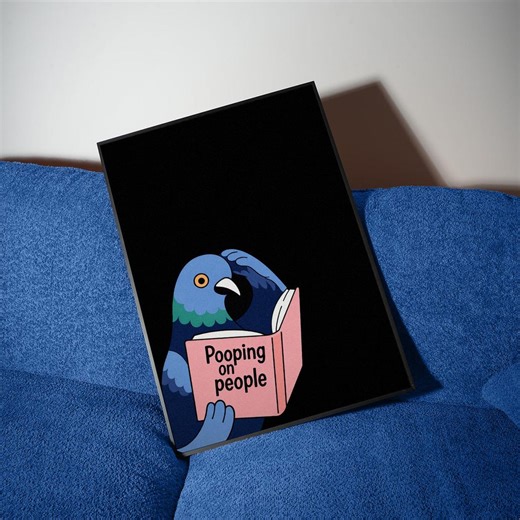 Funny Pigeon Wall Art Print, Meme Bird Poster, Sarcastic Animal Wall Decor, Minimalist Black Funny Poster, Quirky Office Humour Gift - Etsy