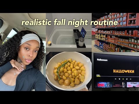 my cozy (and realistic) fall night routine 2025 🍂 dinner recipe, self care, baking & movie night in